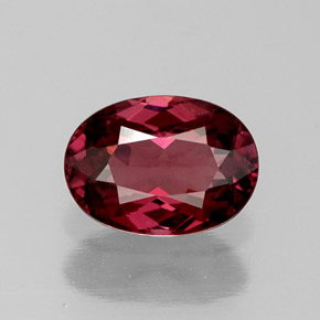 Grenat rhodolite rouge naturelle coupe ovale, 1,22 ct, VVS