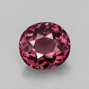 Grenat Rhodolite Rouge framboises naturelle Coupe ovale, 1.38 ct, VVS
