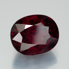 Grenat rhodolite rouge naturelle coupe ovale, 10,51 ct, SI