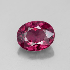 Grenat rhodolite rouge naturelle coupe ovale, 3,06 ct, VS