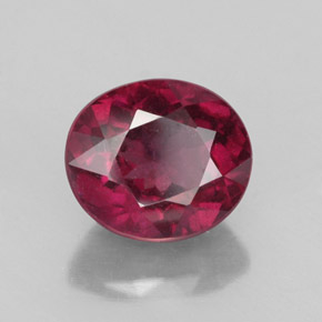 Grenat rhodolite rouge naturelle coupe ovale, 2,87 ct, VS-SI