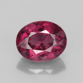 Grenat rhodolite rouge naturelle coupe ovale, 2,82 ct, VS-SI
