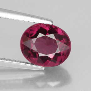 Grenat rhodolite rouge naturelle coupe ovale, 2,43 ct, VS