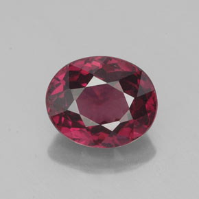 Grenat rhodolite rouge naturelle coupe ovale, 2,35 ct, VS