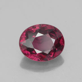 Grenat rhodolite rouge naturelle coupe ovale, 2,35 ct, VS