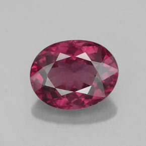 Grenat rhodolite rouge naturelle coupe ovale, 2,57 ct, VS