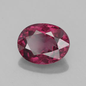 Grenat rhodolite rouge naturelle coupe ovale, 2,57 ct, VS