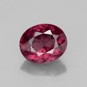 Grenat rhodolite rouge naturelle coupe ovale, 2,21 ct, VS