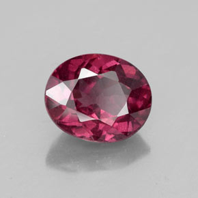 Grenat rhodolite rouge naturelle coupe ovale, 2,21 ct, VS
