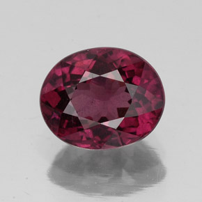 Grenat rhodolite rouge naturelle coupe ovale, 2,46 ct, VS