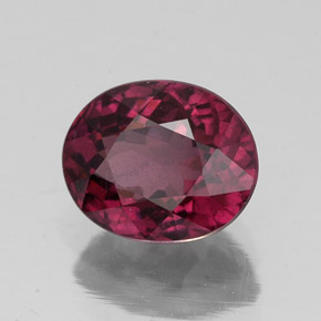 Grenat rhodolite rouge naturelle coupe ovale, 2,46 ct, VS