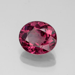 Grenat rhodolite rouge naturelle coupe ovale, 2,33 ct, VVS-VS
