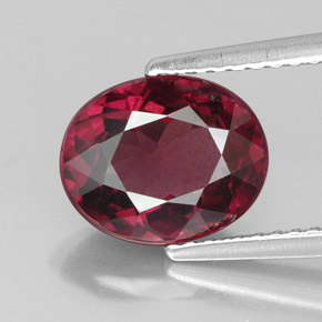Grenat rhodolite rouge naturelle coupe ovale, 2,96 ct, VS