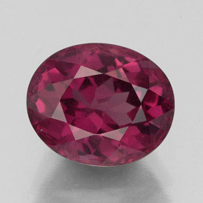 Grenat rhodolite rouge naturelle coupe ovale, 2,88 ct, VS-SI
