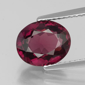 Grenat rhodolite rouge naturelle coupe ovale, 2,86 ct, VVS-VS