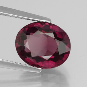 Grenat rhodolite rouge naturelle coupe ovale, 2,86 ct, VVS-VS