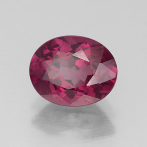 Grenat rhodolite rouge naturelle coupe ovale, 1,95 ct, VS