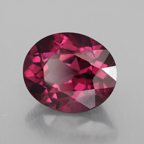 Grenat rhodolite rouge naturelle coupe ovale, 1,77 ct, VS-SI