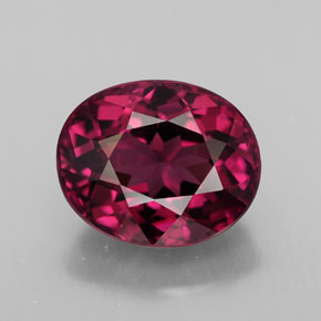 Grenat rhodolite rouge naturelle coupe ovale, 2,24 ct, VS