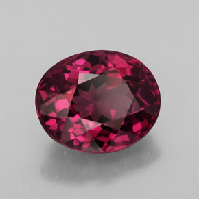Grenat rhodolite rouge naturelle coupe ovale, 2,24 ct, VS