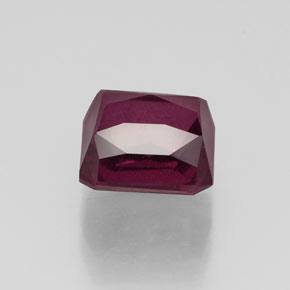 Grenat rhodolite rouge naturelle taille émeraude, 2,40 ct, VS-SI