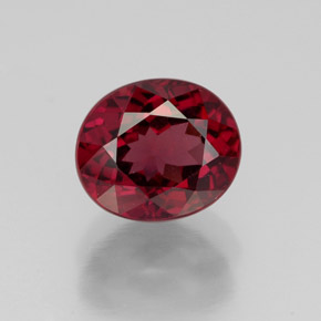 Grenat rhodolite rouge naturelle coupe ovale, 2,68 ct, VS