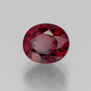 Grenat rhodolite rouge naturelle coupe ovale, 2,68 ct, VS