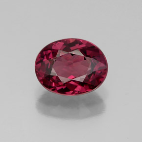 Grenat rhodolite rouge naturelle coupe ovale, 2,07 ct, VS