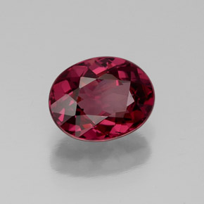 Grenat rhodolite rouge naturelle coupe ovale, 2,07 ct, VS