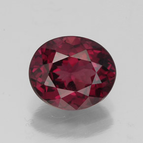 Grenat rhodolite rouge naturelle coupe ovale, 2,21 ct, VVS-VS