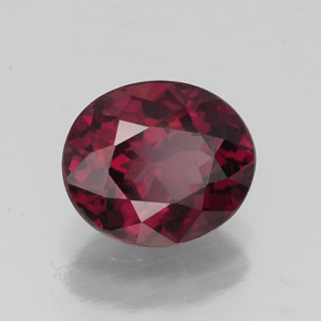 Grenat rhodolite rouge naturelle coupe ovale, 2,21 ct, VVS-VS