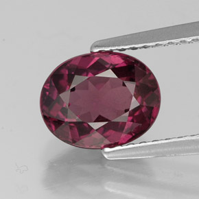 Grenat rhodolite rouge naturelle coupe ovale, 2,16 ct, VS