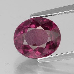 Grenat rhodolite rouge naturelle coupe ovale, 2,60 ct, VS
