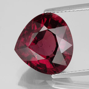 Grenat rhodolite rouge naturelle en forme de poire, 8,50 ct, VS-SI