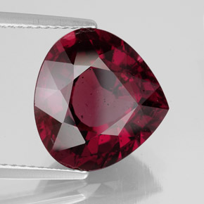 Grenat rhodolite rouge naturelle en forme de poire, 8,50 ct, VS-SI