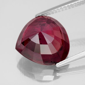 Grenat rhodolite rouge naturelle en forme de poire, 8,50 ct, VS-SI