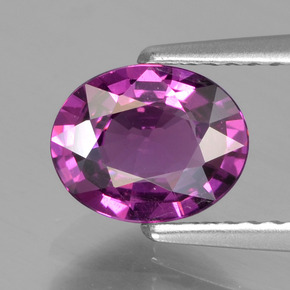 Grenat rhodolite rose naturelle coupe ovale, 1,23 ct, VS