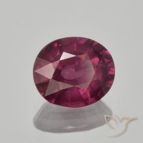Grenat Rhodolite Pourpre moyen-foncé naturelle ovale, 1.65 ct, VS
