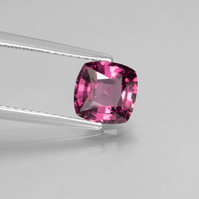 Grenat rhodolite rouge naturelle coupe coussin, 1,65 ct, VS