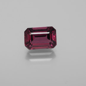 Grenat rhodolite rouge naturelle taille émeraude, 1,67 ct, VS