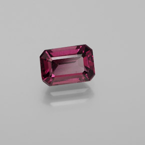 Grenat rhodolite rouge naturelle taille émeraude, 1,67 ct, VS