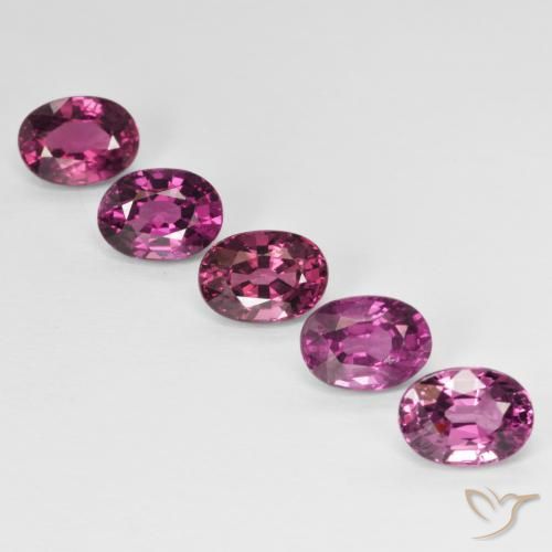 Achetez naturel 6,42ct pourpre grenat rhodolite gems, coupe ovale, en provenance tanzanie chez gemselect. en stock, livraison internationale!