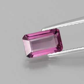 Grenat rhodolite rouge naturelle taille émeraude, 1,49 ct, VS