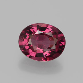Grenat rhodolite rouge naturelle coupe ovale, 2,05 ct, VVS-VS