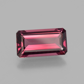 Grenat rhodolite rouge naturelle taille émeraude, 2,32 ct, VVS-VS