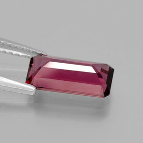 Grenat rhodolite rouge naturelle taille émeraude, 2,32 ct, VVS-VS