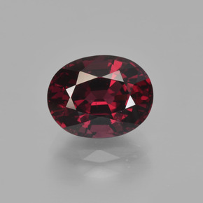 Grenat rhodolite rouge naturelle coupe ovale, 3,11 ct, VS