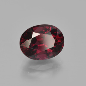 Grenat rhodolite rouge naturelle coupe ovale, 3,11 ct, VS