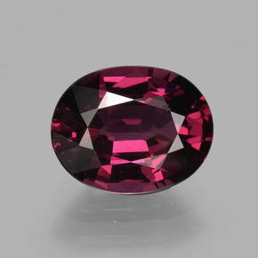 Grenat rhodolite rouge naturelle coupe ovale, 2,11 ct, VVS
