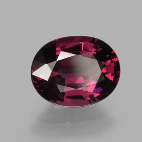 Grenat rhodolite rouge naturelle coupe ovale, 2,11 ct, VVS